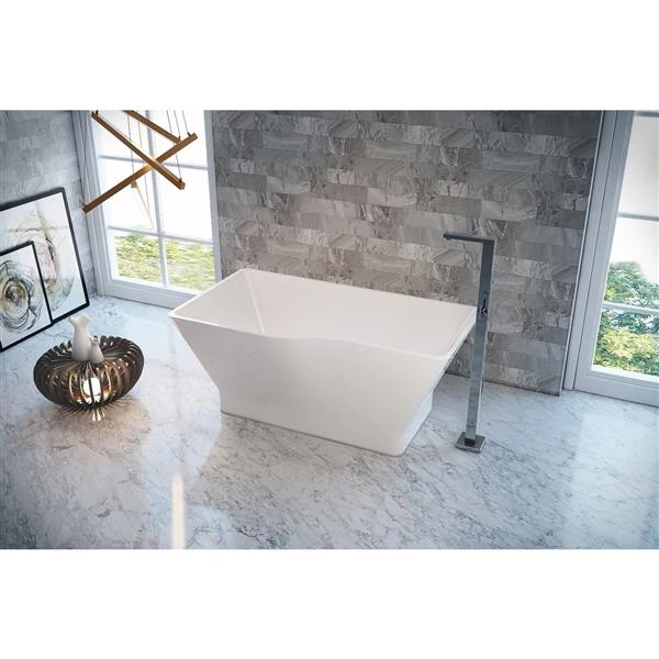 A&E Bath & Shower Riga Asymetric Freestanding Tub - 59-in - White 4 A&E Bath & Shower Riga Asymetric Freestanding Tub - 59-in - White - Image 2