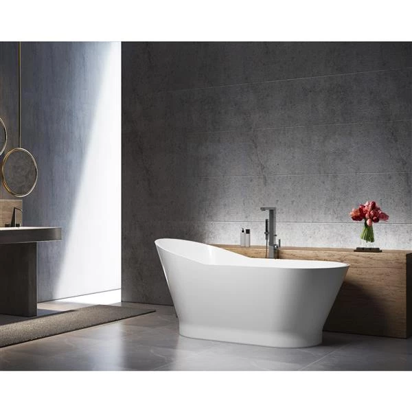 A&E Bath & Shower San Diego Freestanding Bathtub - 59-in - White 4 A&E Bath & Shower San Diego Freestanding Bathtub - 59-in - White - Image 2