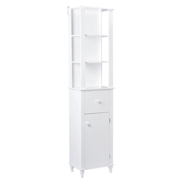 A&E Bath & Shower Axil II MDF Freestanding Linen Cabinet - 46-in W x 72-in H x 12-in D - White 3 A&E Bath & Shower Axil II MDF Freestanding Linen Cabinet - 46-in W x 72-in H x 12-in D - White