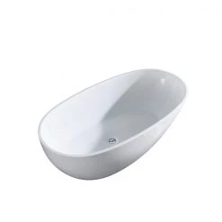A&E Bath & Shower Layla White Oval Acrylic Center Drain Bathtub - 33.5-in x 66.5-in - White High-Gloss Acrylic
