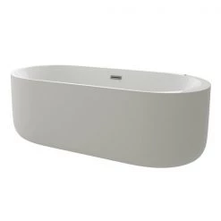 A&E Bath & Shower 31.5-in W x 66.9-in L White High-Gloss Acrylic Oval Centre Drain Freestanding Air-Jet Bathtub