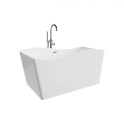 A&E Bath & Shower 30.3-in W x 59.25-in L White High-Gloss Acrylic Rectangular Centre Drain Freestanding Bathtub