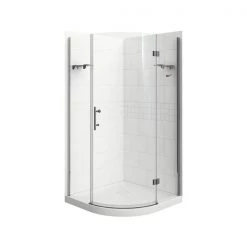 A&E Bath & Shower Risco White 75-in x 38-in x 38-in Neo-Round Corner Shower Kit - 3-Piece