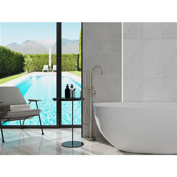 A&E Bath & Shower Milan Brushed Nickel 1-Handle Freestanding Bathtub Faucet - Hand Shower Included 4 A&E Bath & Shower Milan Brushed Nickel 1-Handle Freestanding Bathtub Faucet - Hand Shower Included - Image 2
