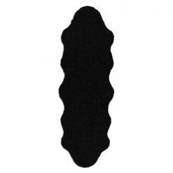 A&E Bath & Shower 2-ft x 6-ft Black Faux Fur Plush Irregular Indoor Solid Rug