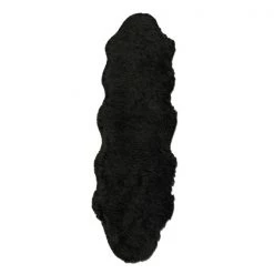 A&E Bath & Shower 2-ft x 6-ft Black Faux Sheepskin Plush Irregular Indoor Solid Rug