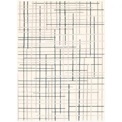 A&E Bath & Shower Onslow 5-ft x 7-ft Cream/Petrol Grey Rectangular Indoor Geometric Rug