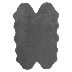 A&E Bath & Shower 4-ft x 6-ft Grey Faux Fur Plush Irregular Indoor Solid Rug