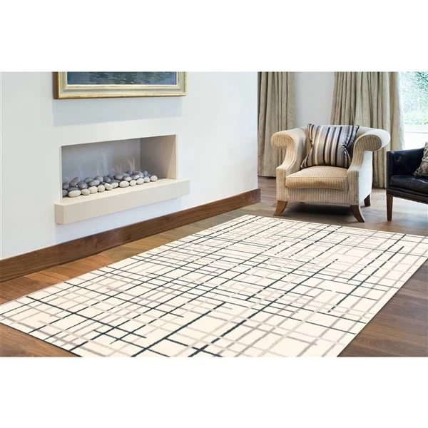 A&E Bath & Shower Onslow 3-ft x 5-ft Cream/Petrol Grey Rectangular Indoor Geometric Rug 4 A&E Bath & Shower Onslow 3-ft x 5-ft Cream/Petrol Grey Rectangular Indoor Geometric Rug - Image 2