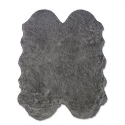 A&E Bath & Shower 4-ft x 6-ft Grey Tip Faux Sheepskin Plush Irregular Indoor Solid Rug