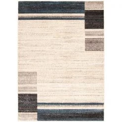 A&E Bath & Shower Cana 5-ft x 7-ft Ivory/Blue Rectangular Indoor Geometric Rug