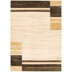 A&E Bath & Shower Cana 3-ft x 5-ft Ivory/Dark Brown Rectangular Indoor Geometric Rug