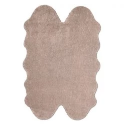 A&E Bath & Shower 4-ft x 6-ft Taupe Faux Fur Plush Irregular Indoor Solid Rug