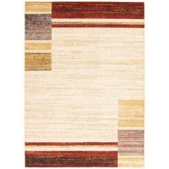 A&E Bath & Shower Cana 7-ft x 10-ft Ivory/Red Rectangular Indoor Geometric Rug