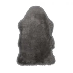 A&E Bath & Shower 2-ft x 3-ft Grey Faux Sheepskin Plush Irregular Indoor Solid Rug