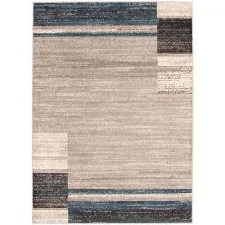 A&E Bath & Shower Cana 7-ft x 10-ft Grey/Blue Rectangular Indoor Geometric Rug