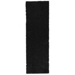 A&E Bath & Shower 2-ft x 6-ft Black Faux Fur Plush Rectangular Indoor Solid Rug