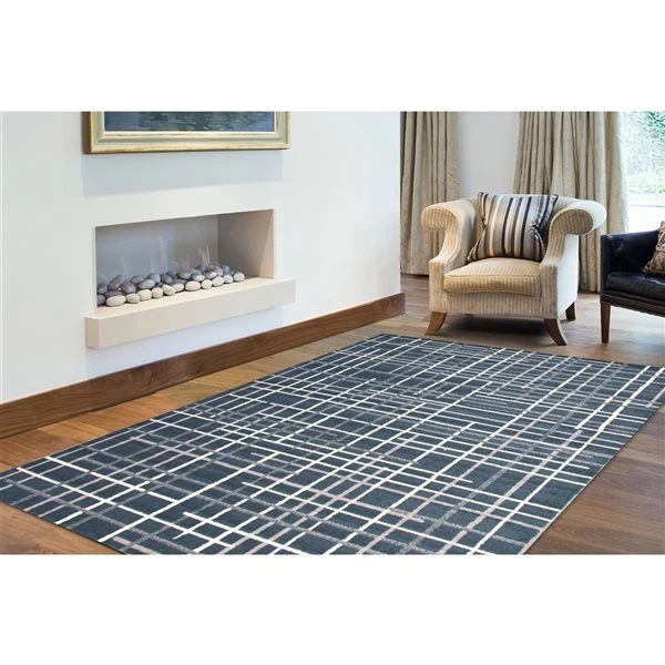 A&E Bath & Shower Onslow 7-ft x 10-ft Petrol Grey Rectangular Indoor Geometric Rug 4 A&E Bath & Shower Onslow 7-ft x 10-ft Petrol Grey Rectangular Indoor Geometric Rug - Image 2